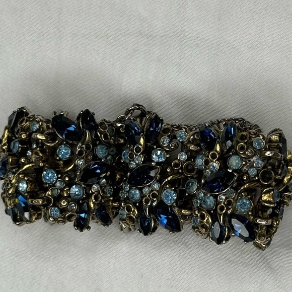 Vintage HOLLY CRAFT blue rhinestone bracelet 1952 great condition safety clasp - Picture 13 of 14
